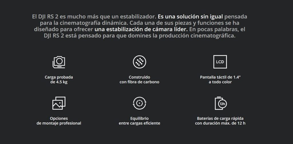 DJI RS 2 caracteristicas VS Solutions Video Sound